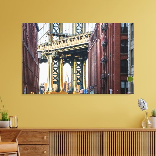 Manhattan Bridge op Sunset Canvas Afdruk (Insitu (Woonkamer))