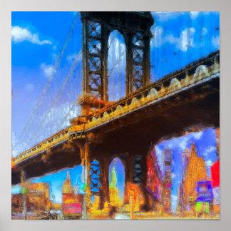 Manhattan-brug collage poster