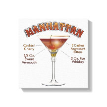 Manhattan Cocktail Recept Kunst 12"x12" Ingepakt 