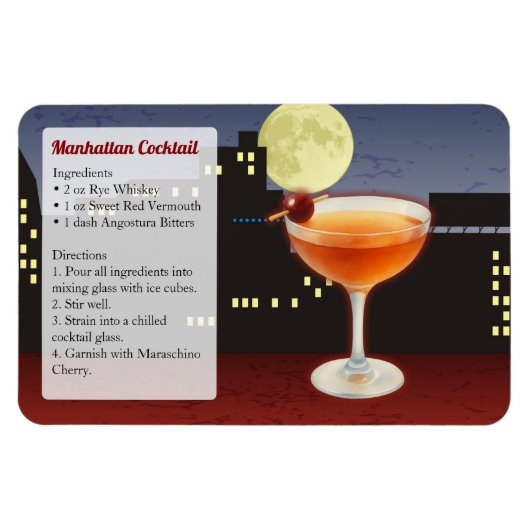 Manhattan Cocktail Recept Magneet (Horizontaal)
