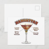 Manhattan Cocktail Recipe Art Briefkaart (Voorkant / Achterkant)