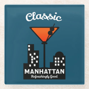 Manhattan Cocktail Wall Art Glazen Onderzetter