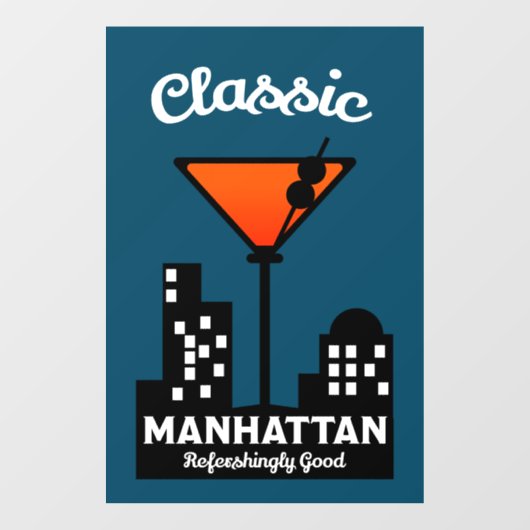Manhattan Cocktail Wall Art Raamsticker (Vel)