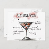 Manhattan Drink Recipe Design Briefkaart (Voorkant / Achterkant)
