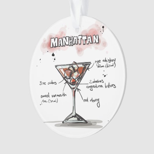 Manhattan Drink Recipe Design Ornament (voorkant)