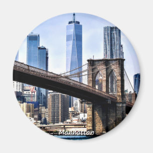 Manhattan, foto van cityscape met wolkenkrabbers magneet