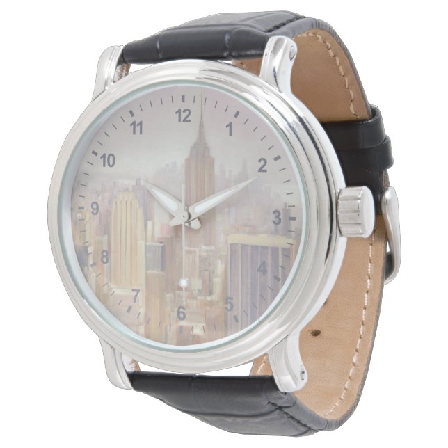 Manhattan in de Mist | New York City Horloge (Gekanteld)