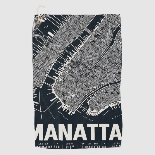 Manhattan Kaart Illustratie Golfhanddoek (Voorkant)