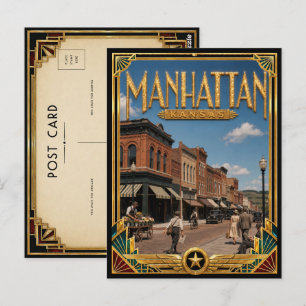 Manhattan Kansas Vintage Art Deco Gouden Tijdperk Briefkaart