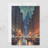 Manhattan New York City Night Painting Feestdagenkaart (Voorkant)