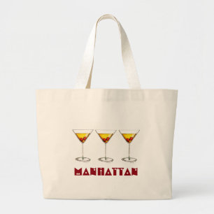 Manhattan New York City NYC Cocktail Cocktails Bag Grote Tote Bag