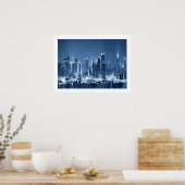 Manhattan New-York City Panoramic Uitzicht Wood Po Poster (Keuken)