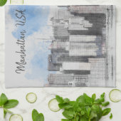Manhattan New York City Skyline Keuken Handdoek (Gevouwen)