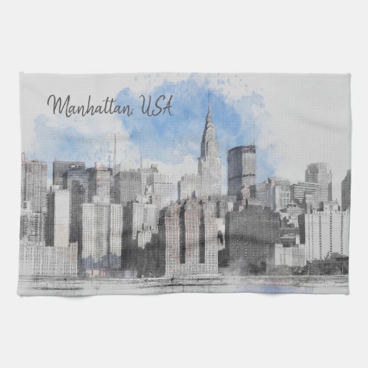Manhattan New York City Skyline Serviette de cuisi (Horizontal)