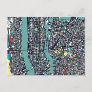 Manhattan New York Map Briefkaart