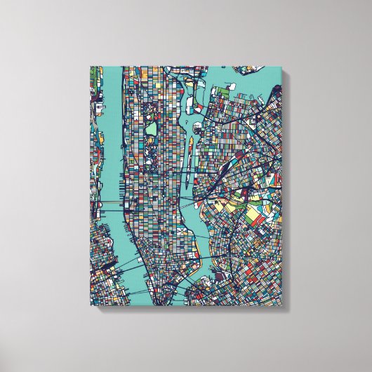 Manhattan New York Map Canvas Afdruk (Voorkant)