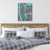 Manhattan New York Map Canvas Afdruk (Insitu (Slaapkamer))