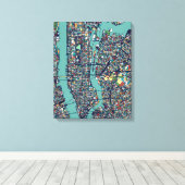 Manhattan New York Map Canvas Afdruk (Insitu (Houten vloer))