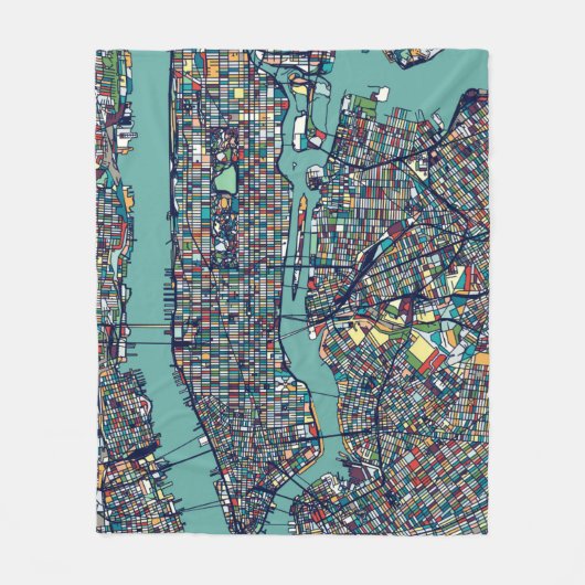Manhattan New York Map Fleece Deken (Voorkant)