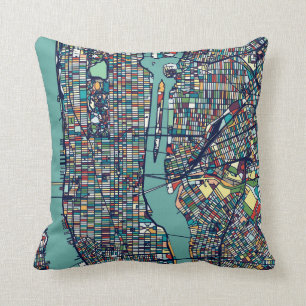 Manhattan New York Map Kussen