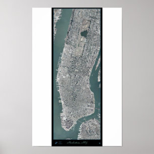 Manhattan, New York (NY) van ruimtesatellietpost Poster