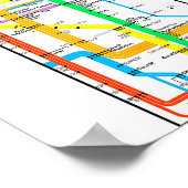 Manhattan New York Nyc Subway Map Retro Rail Trans Poster (Hoek)