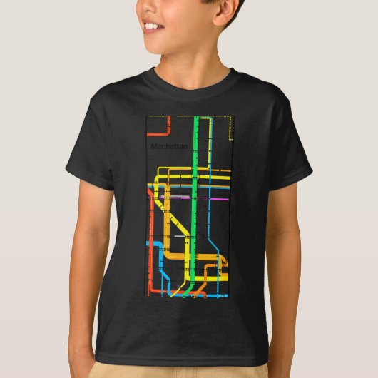 Manhattan New York Nyc Subway Map Retro Rail Trans T-shirt (Voorkant)