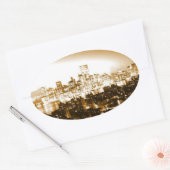 Manhattan New York Oval Sticker (Envelop)