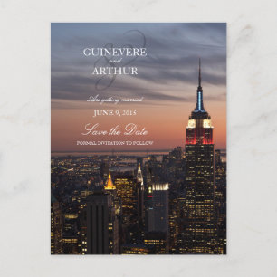 Manhattan New York Sunset Wedding Save the Date Aankondigingskaart