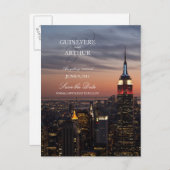 Manhattan New York Sunset Wedding Save the Date Aankondigingskaart (Voorkant / Achterkant)