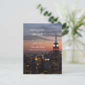 Manhattan New York Sunset Wedding Save the Date Aankondigingskaart (Staand voorkant)