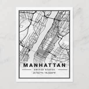 Manhattan New York USA Travel City Map Briefkaart