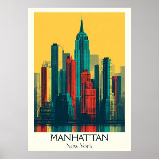 Manhattan New York Vintage iconische skyline kunst Poster