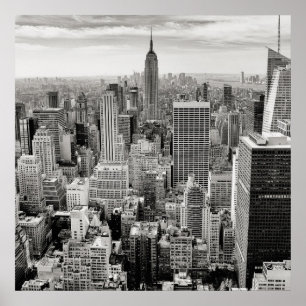 Manhattan, New York (zwart-wit panorama) Poster