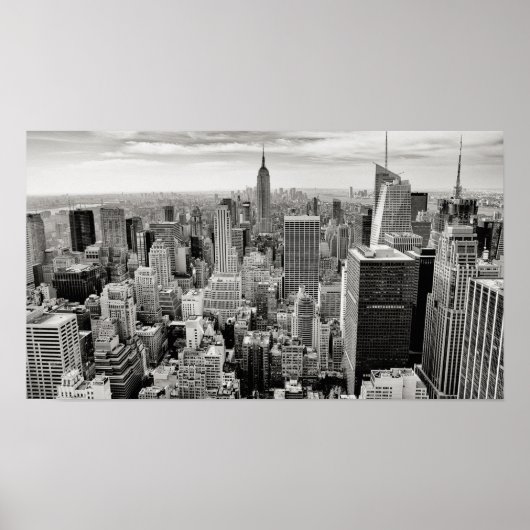 Manhattan, New York (zwart-wit panorama) Poster (Voorkant)