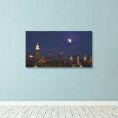 Manhattan Night Skyline Impressionist Canvas (Insitu (Houten vloer))