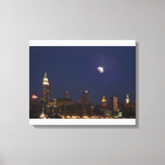 Manhattan Night Skyline Impressionniste Toile (Recto)