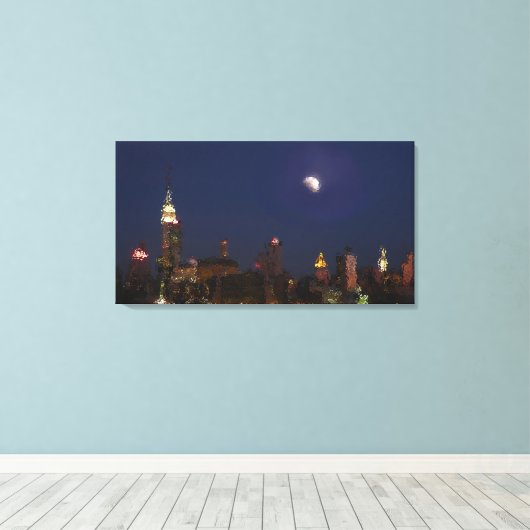 Manhattan Night Skyline Impressionniste Toile (Insitu (Plancher de Bois))