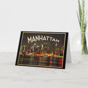 Manhattan Night Skyline Kaart