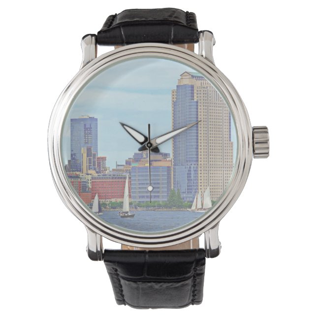 Manhattan NY - Drie vaten van Manhattan Skyline Horloge (Voorkant)