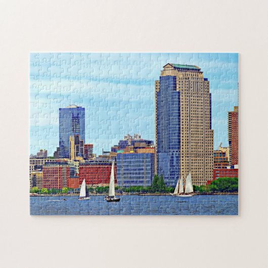 Manhattan NY - Drie vaten van Manhattan Skyline Legpuzzel (Horizontaal)