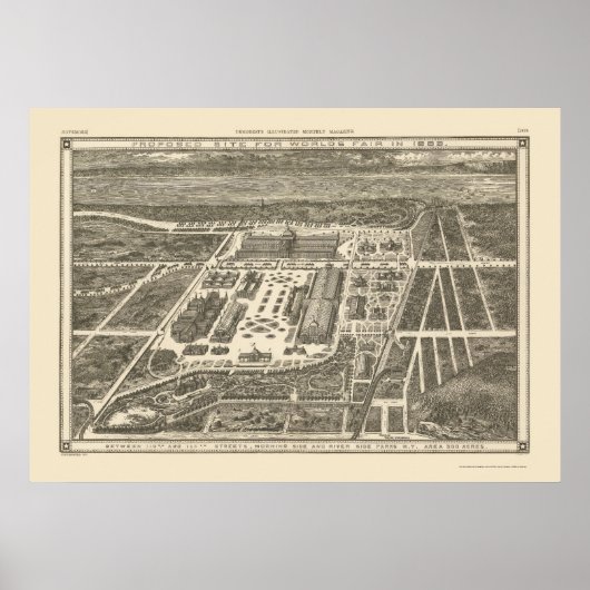 Manhattan, NY Panoramic Map - 1883 Poster (Voorkant)