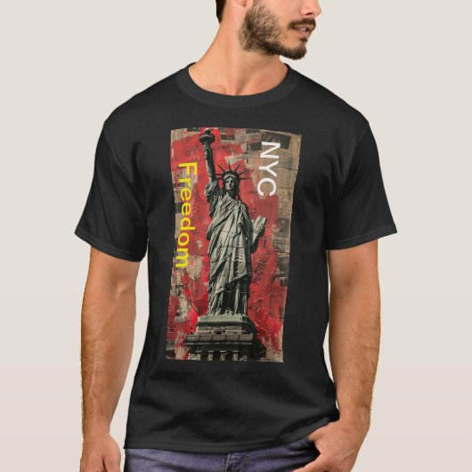 Manhattan Nyc Liberty Statue Mens t-shirt moderne (Devant)