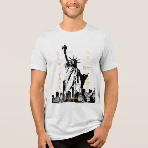 Manhattan NYC Mannen Vrijheidsbeeld Tri-Blend Shirt