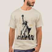 Manhattan Nyc Vrijheidsbeeld Mannen Modern Sand T-shirt (Voorkant)