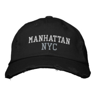 MANHATTAN NYC Wit Grijs Zwart  Stijl Geborduurde Pet