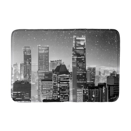 Manhattan onder de sterren in zwart-wit badmat (Voorkant)