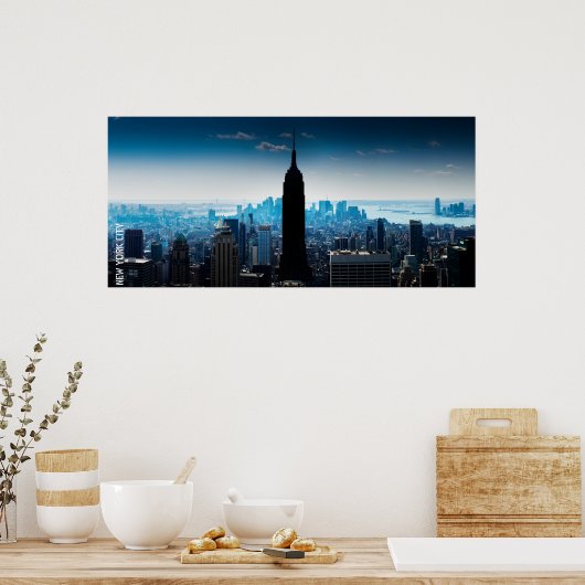 Manhattan Panorama met Empire State Building Poster (Keuken)