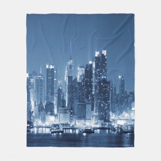 Manhattan Panoramic Uitzicht Night Skyline Fleece Deken (Voorkant)