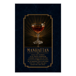 Manhattan Recept Poster Bar Kunst Perfect Poster
